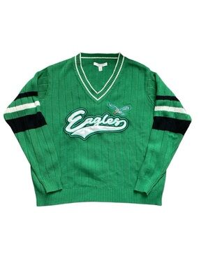 WEAR by Erin Andrews Kelly Green Philadelphia Eagles V-Neck Sweater Size Small